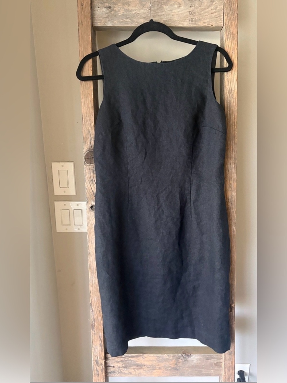 Talbots 100% Pure Irish Linen Mini Fitted Shift Dress in Black Size 8